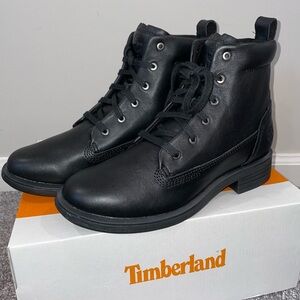 Women’s Timberland Black Leather Lace-Up Boots Verona New in Box